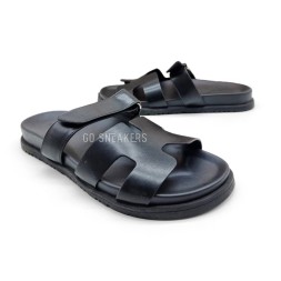 Hermes Flip-flops Leather Glossy Black